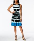 Tommy Hilfiger Printed Pleated Tie-front Dress, Only At Macys.com
