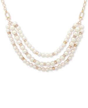 Ivanka Trump Gold-tone Pave & Imitation Pearl Multi-row Statement Necklace