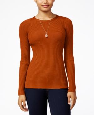 Hooked Up By It's Our Time Juniors' Rib-knit Zip-back Sweater