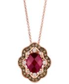 Le Vian 14k Rose Gold Necklace, Rhodolite (1-3/4 Ct. T.w.) And Diamond And Chocolate Diamond (3/8 Ct. T.w.) Oval Pendant