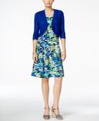Ny Collection Petite Floral-print Dress And Pointelle Cardigan