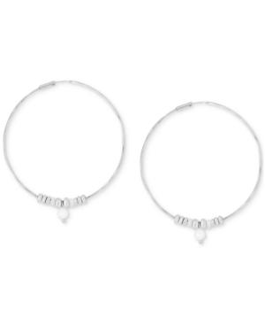 Lucky Brand Silver-tone Abalone-look Beaded Hoop Earrings