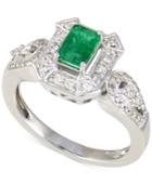 Emerald (1/2 Ct. T.w.) And Diamond (1/3 Ct. T.w.) Ring In 14k White Gold
