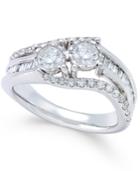 Two Souls, One Love Diamond Twist Anniversary Ring (1 Ct. T.w.) In 14k White Gold