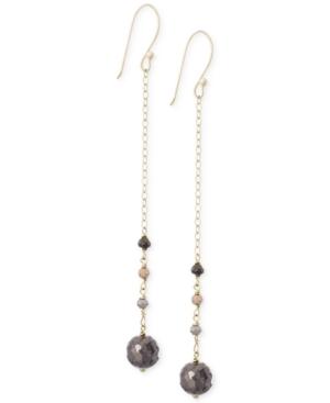 Pyrite Linear Drop Earrings (3mm-7mm.) In 14k Gold Over Sterling Silver