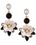 Guess Gold-tone Crystal & Stone Flower Drop Earrings