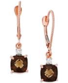 Smoky Quartz (1-3/4 Ct. T.w.) And Diamond Accent Leverback Earrings In 14k Rose Gold
