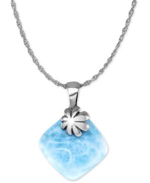 Marahlago Larimar Flower 21 Pendant Necklace In Sterling Silver