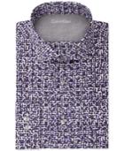 Calvin Klein X Men's Extra-slim Fit Thermal Stretch Performance Deep Plum Print Dress Shirt