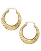 10k Gold Earrings, Gradient Greek Key Hoop Earrings