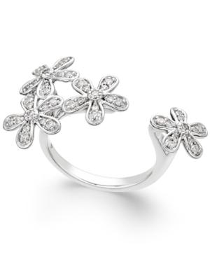 Diamond Open Cuff Flower Ring (1/3 Ct. T.w.) In 14k White Gold
