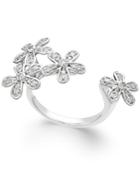 Diamond Open Cuff Flower Ring (1/3 Ct. T.w.) In 14k White Gold