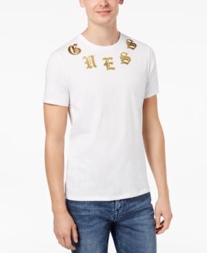 Guess Men's English Metallic Logo-print T-shirt