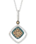 White, Chocolate And Blue Diamond Pendant Necklace (5/8 Ct. T.w.) In 14k White Gold