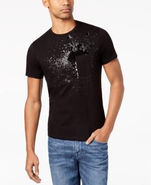 Guess Men's Sequined Splatter-print Pocket T-shirt