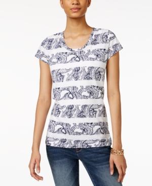 Style & Co. Printed Striped Top, Only At Macy's