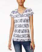 Style & Co. Printed Striped Top, Only At Macy's