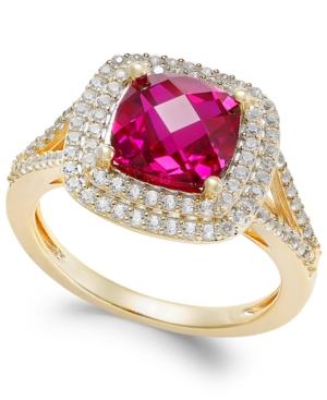 Lab-created Ruby (2-1/2 Ct. T.w.) And White Sapphire (1/2 Ct. T.w.) Ring In 14k Gold-plated Sterling Silver
