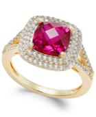 Lab-created Ruby (2-1/2 Ct. T.w.) And White Sapphire (1/2 Ct. T.w.) Ring In 14k Gold-plated Sterling Silver