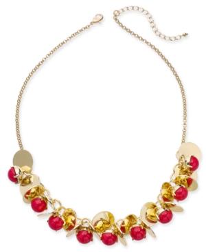 I.n.c. Gold-tone Disc & Stone Bauble Necklace, 21 + 3 Extender, Created For Macy's