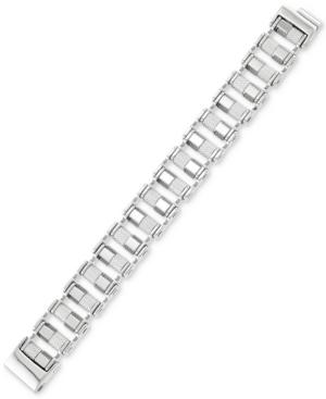 Legacy For Men By Simone I. Smith Barrel Link Bracelet In Stainless Steel