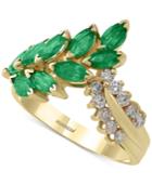 Effy Emerald (1-1/2 Ct. T.w.) And Diamond (1/4 Ct. T.w.) Statement Ring In 14k Gold