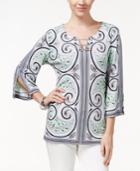 Jm Collection Printed Split-neck Tunic, Only At Macy's