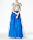 B Darlin Juniors' Embellished Cap-sleeve Gown