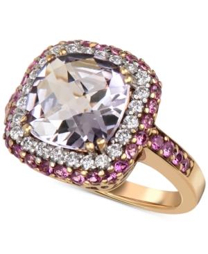 Rose Amethyst (4 Ct. T.w.), Pink Sapphire (9/10 Ct. T.w.) Diamond (1/3 Ct. T.w.) Ring In 14k Gold