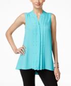 Alfani Petite Pleated Sleeveless Trapeze Top, Only At Macy's