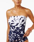 Tommy Bahama Leaf-print Bandeau Tummy-control Tankini Top Women's Swimsuit