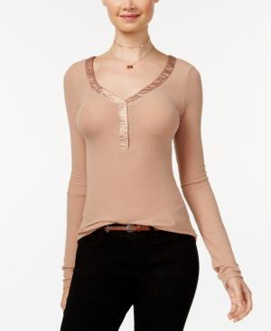 American Rag Juniors' Ribbed Henley Top, Created For Macy's