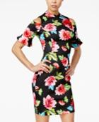 Xoxo Juniors' Floral-print Cold-shoulder Sheath Dress