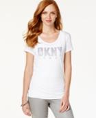 Dkny Jeans Ombre Rhinestone-graphic T-shirt