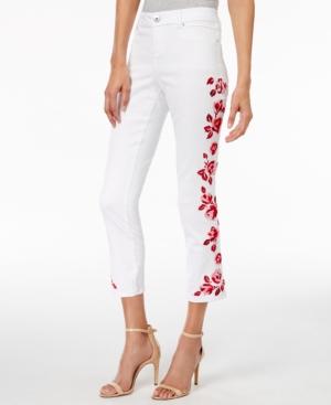 Inc International Concepts Embroidered White Wash Cropped Jeans, Only At Macy's