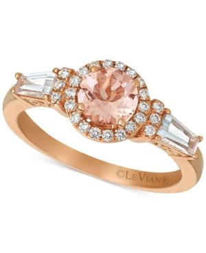 Le Vian Peach Morganite (1.03 Ct.t.w.) And Nude Diamonds (1/3 Ct.t.w.) Ring Set In 14k Strawberry Gold