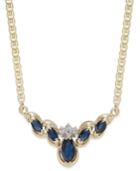 Sapphire (7/8 Ct. T.w.) And Diamond Accent Fancy Collar Necklace In 14k Gold