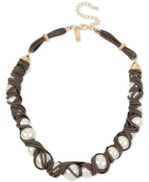 Inc International Concepts Imitation Pearl And Suede Wrapped Necklace, Only At Macy's