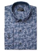 Bar Iii Men's Slim-fit Wear Me Out Indigo Camo-print Dress Shirt, Only At Macy's