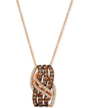 Le Vian Chocolatier Diamond Overlap 18 Pendant Necklace (3/4 Ct. T.w.) In 14k Rose Gold