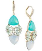Anne Klein Gold-tone Stone And Crystal Cluster Drop Earrings