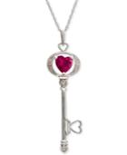 Lab-created Ruby (1-1/4 Ct. T.w.) & Diamond Accent Key Pendant Necklace In Sterling Silver