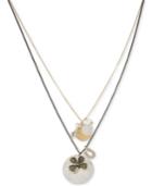 Betsey Johnson Tri-tone Lucky Charm Layer Pendant Necklace