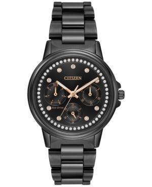 Citizen Women's Eco-drive Nighthawk Black Ion-plated Stainless Steel Bracelet Watch 36mm Fd2047-58e