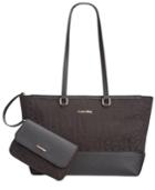 Calvin Klein Signature Jacquard Tote With Pouch