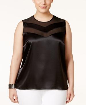 Kasper Plus Size Satin Illusion Top