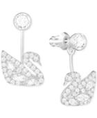 Swarovski Silver-tone Crystal And Pave Swan Earring Jackets