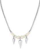 Majorica Silver-tone Imitation White Pearl And Spike Statement Necklace
