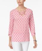 Charter Club Iconic-print Woven-neck Top, Only At Macy's