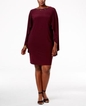 Betsy & Adam Embellished Capelet Dress